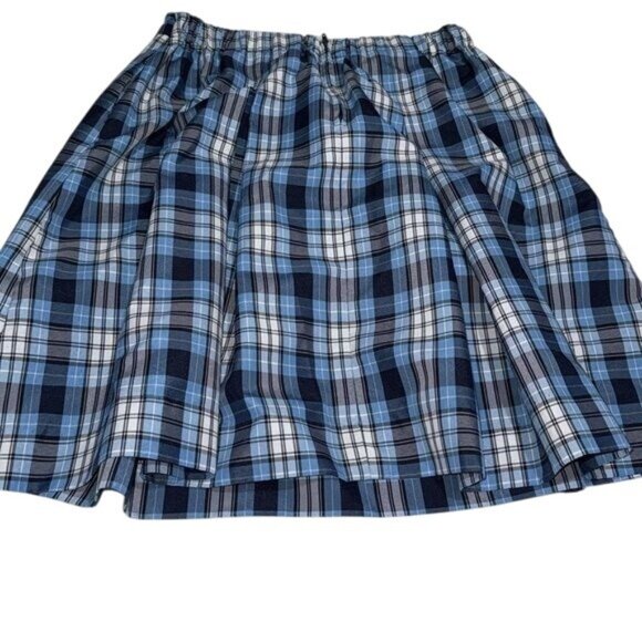Dennis Blue Plaid Junior Skirt Elastic Waist 100% Polyester Size J15 - Picture 7 of 8